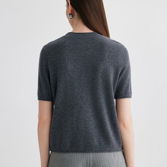 COMOBOCA 100% Cashmere Women's Round Neck T-Shirt