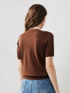 COMOBOCA Women's Lyocell V-Neck Ribbed Knit T-Shirt