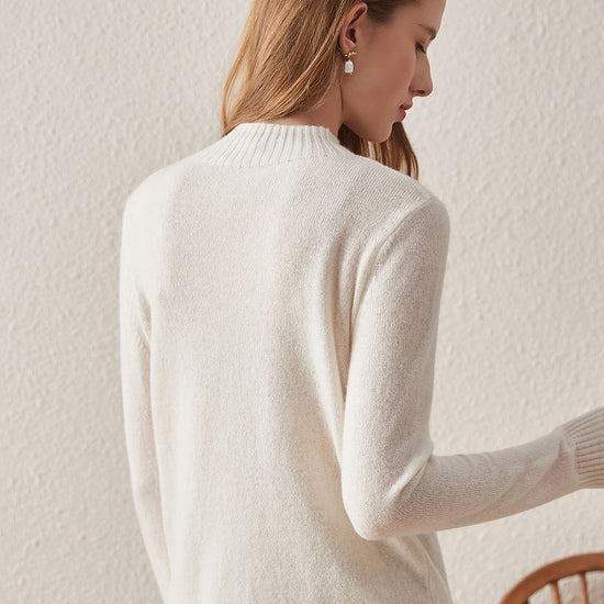 COMOBOCA 100% Cashmere Mock Neck Ribbed Knit Sweater