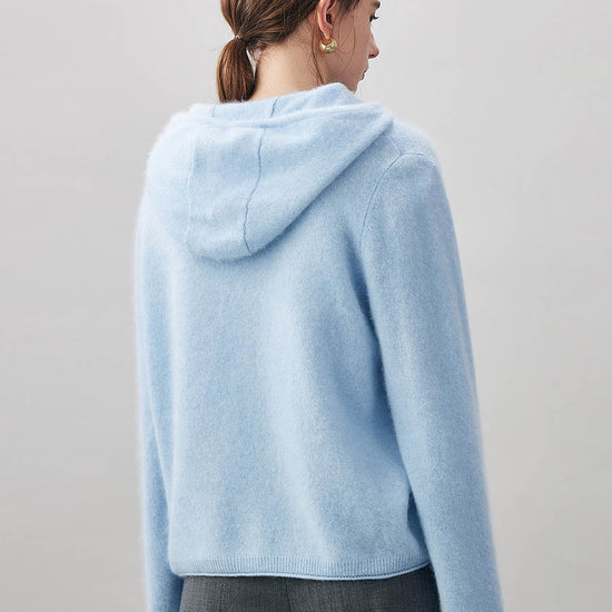 COMOBOCA Women's Wool Fuzzy Hooded Sweater