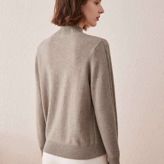 COMOBOCA 100% Cashmere Women's Ribbed Cable Knit Sweater