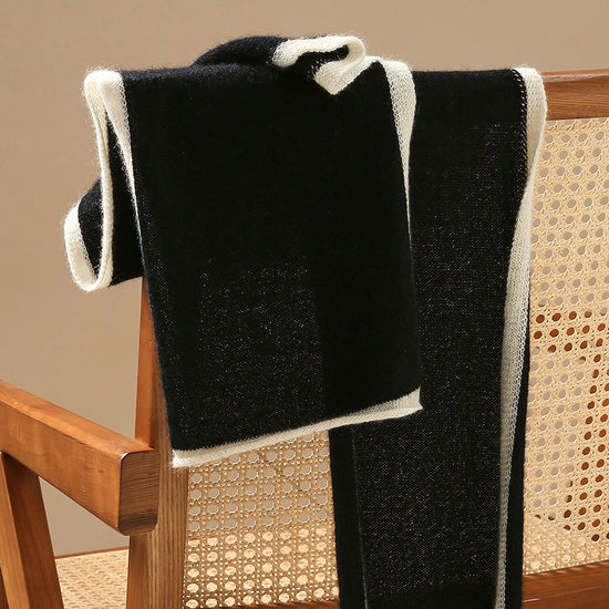 COMOBOCA 100% Cashmere Women's Striped Knit Scarf