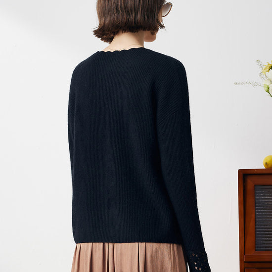 COMOBOCA 100% Cashmere Women's V-Neck Loose Knit Sweater