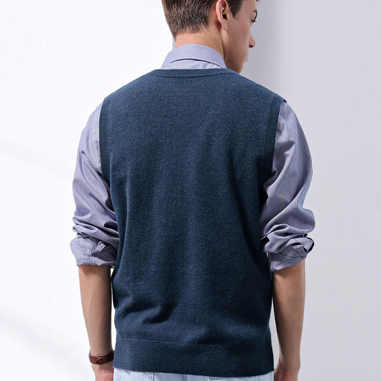 COMOBOCA 100% Cashmere Men's V-Neck Vest