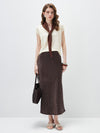 Women’s V-Neck Silk-Cotton Jacquard Knit Short Sleeve T-Shirt