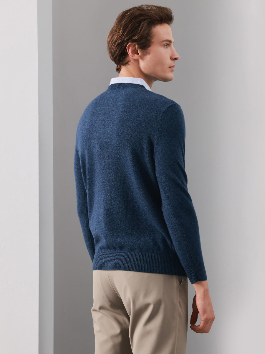 COMOBOCA 100% Cashmere Men's V-Neck Sweater