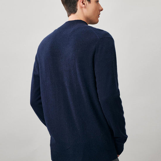 COMOBOCA 100% Cashmere Men's Full Zip Mock Neck Knit Cardigan