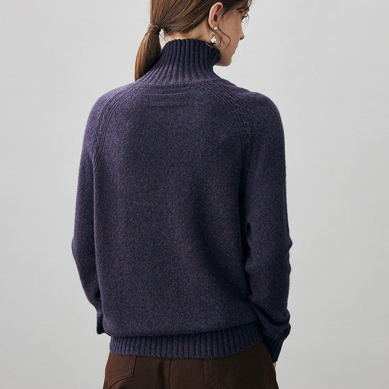 COMOBOCA 100% Cashmere Women's Ribbed Turtleneck Sweater