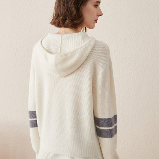 COMOBOCA 100% Cashmere Women's Half Zip Sweater Knit Hoodie