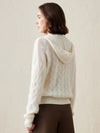 COMOBOCA 100% Cashmere Women's Cable Knit Hooded Sweater