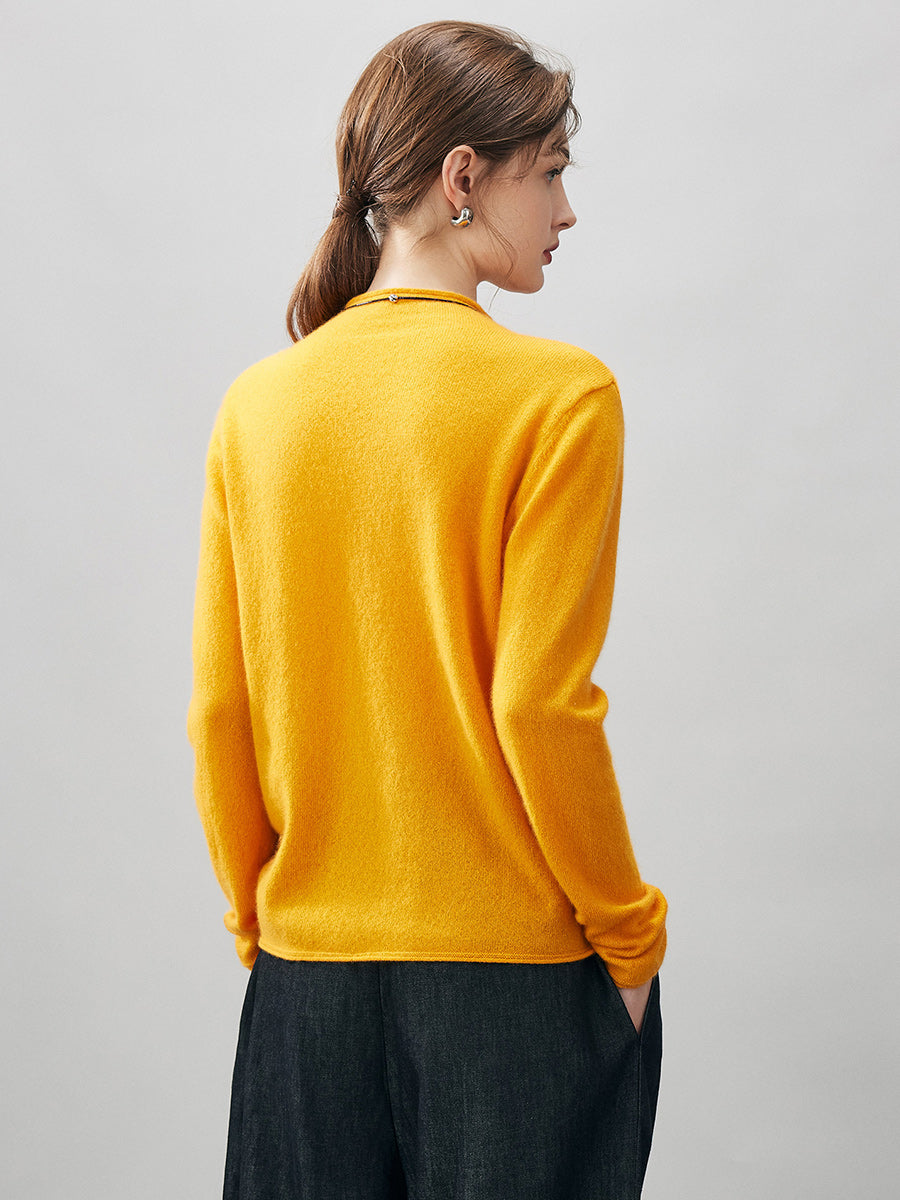 COMOBOCA 100% Cashmere Women's Round Neck Knit sweater