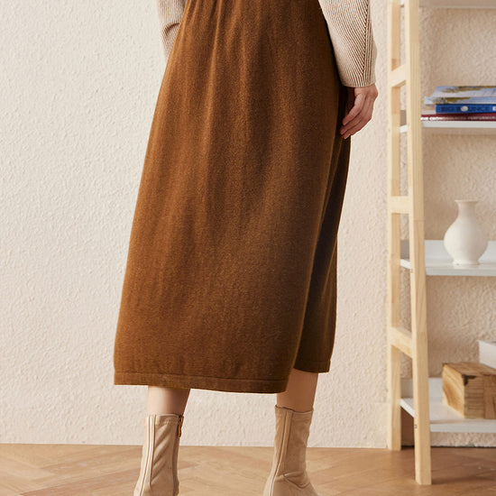 COMOBOCA 100% Cashmere Women's Knit Pleated Skirt