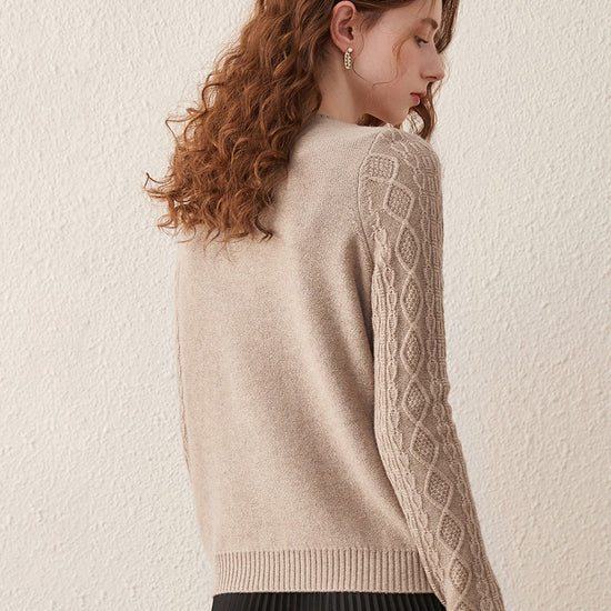 COMOBOCA 100% Wool Women's Cable Knit Sweater