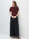 Women's Sophisticated Mulberry Silk Knit Top with Off-Shoulder Neckline