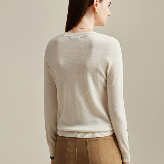 COMOBOCA 100% Cashmere Women's Christmas Embroidered Knit Sweater