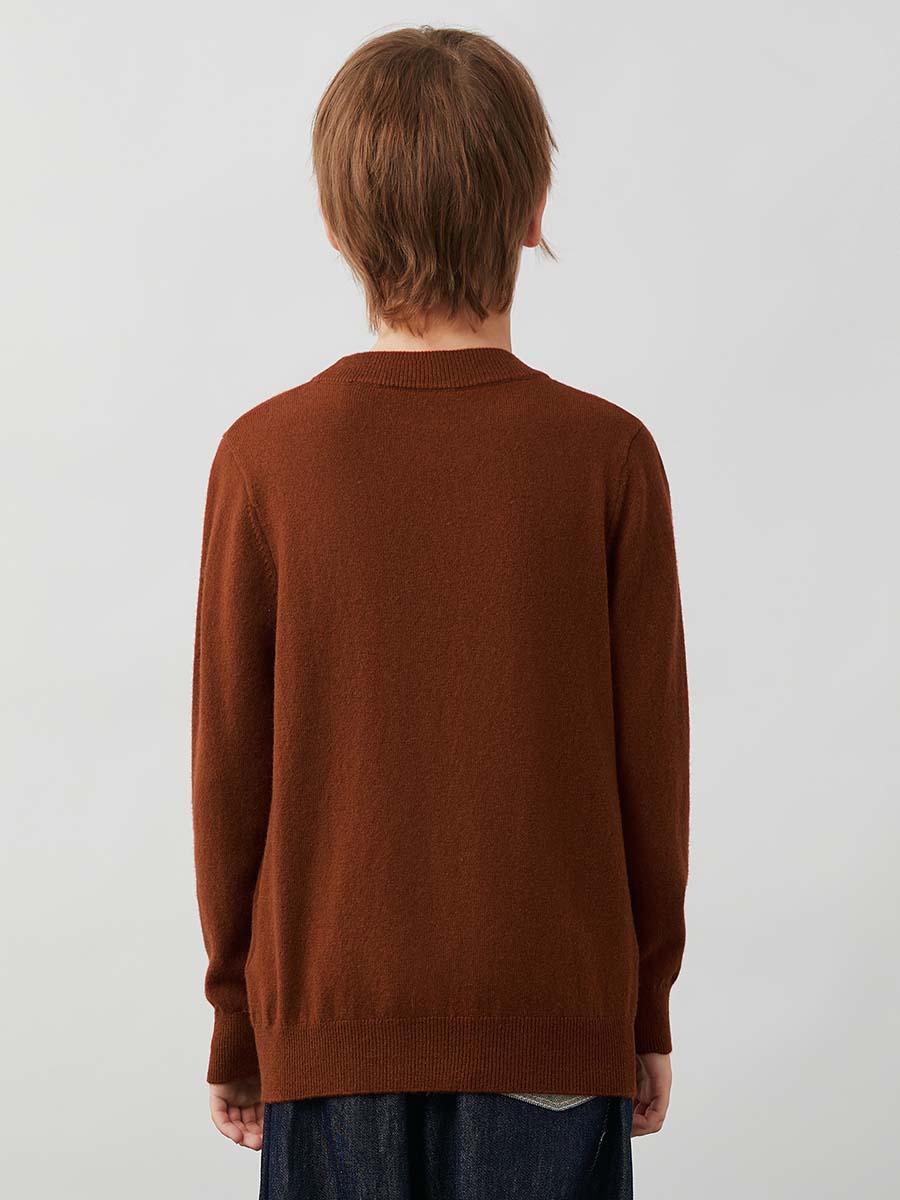 COMOBOCA 100% Wool Kids' Argyle Pattern Round Neck Sweater