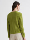 COMOBOCA 100% Cashmere Women's Ribbed Faux Knit Cardigan Sweater