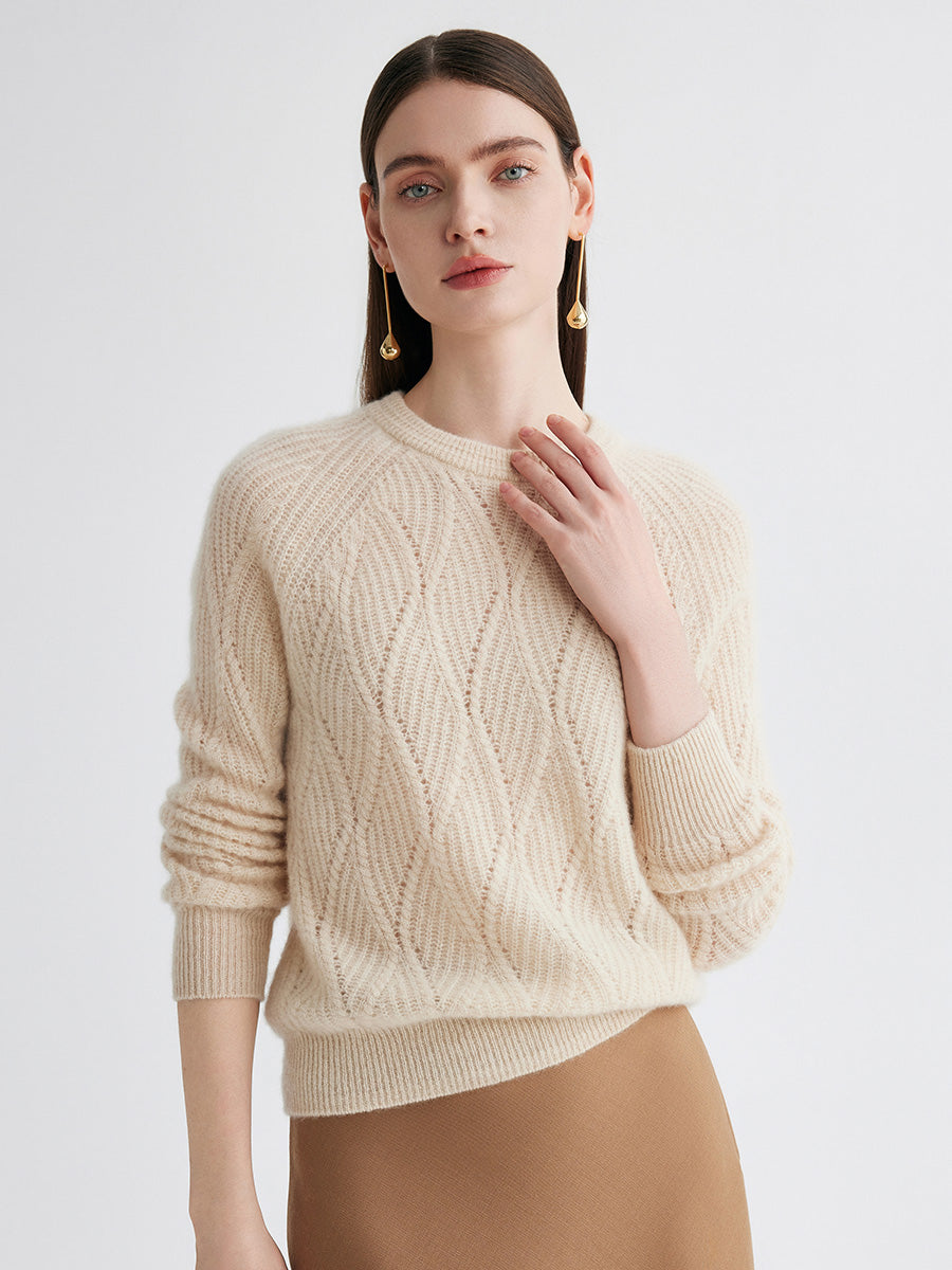 COMOBOCA 100% Cashmere Women's Cable Knit Sweater