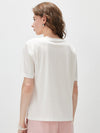 Women's Crew Neck Tonal Jacquard Short Sleeve T-Shirt