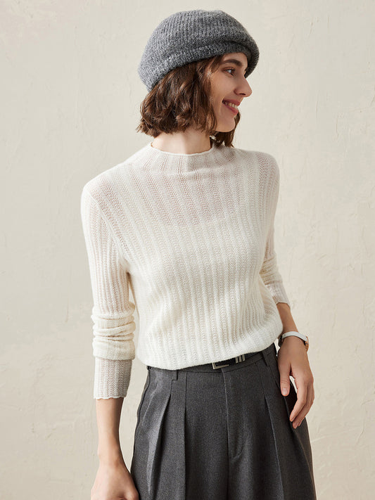 COMOBOCA Cloudy Women's Ribbed Mock Neck Knit Sweater