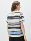 100% Mulberry Silk Women’s Vintage Print Round-Neck Short Sleeve T-Shirt