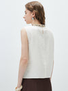 Women's Mock Neck Mulberry Silk Blend Vintage Sleeveless Vest