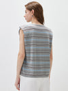 Women's Silk-Cotton Striped Crew Neck Sleeveless Knit Vest