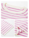 COMOBOCA Women's Striped Embroidered Pocket Knit T-Shirt