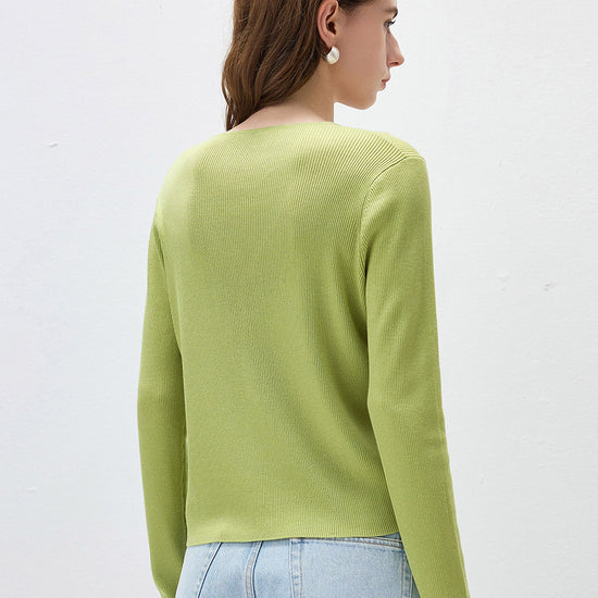 COMOBOCA Women's Ribbed Knit V-Neck Faux Cardigan