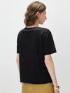 Women's Crew Neck Tonal Jacquard Short Sleeve T-Shirt