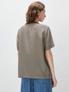100% Silk Women's  Vintage Print Crew Neck Short Sleeve T-Shirt