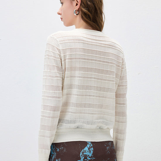 COMOBOCA Women's Textured Ribbed Knit Cardigan