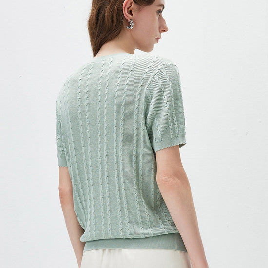 COMOBOCA Women's Cable Knit Embroidered Sweater