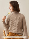 COMOBOCA 100% Cashmere Women's Turtleneck Cable Knit Sweater