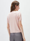 COMOBOCA Women's Floral Lace Trim Knit T-Shirt