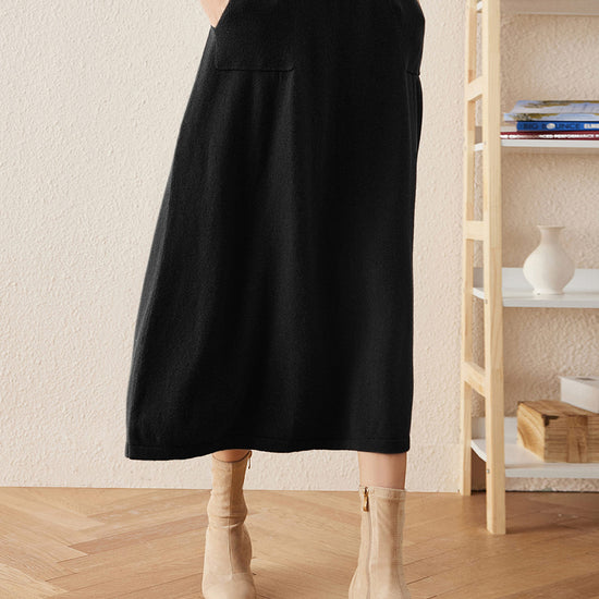 COMOBOCA 100% Cashmere Women's Knit Pleated Skirt