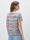 100% Mulberry Silk Women’s Vintage Print Round-Neck Short Sleeve T-Shirt