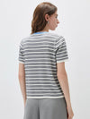 COMOBOCA Women's Embroidery Striped Knit Top