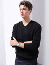 COMOBOCA BLACK 100% Cashmere Men's V-Neck Sweater