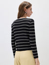 COMOBOCA Women's Striped Ribbed Knit Faux 2-in-1 Zip Cardigan