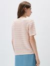 Women’s Round-Neck Linen Blend Hollow-Out Short Sleeve Knit T-Shirt