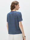 100% Mulberry Silk Women’s Vintage Print Round-Neck Short Sleeve T-Shirt