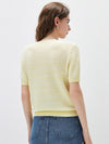 COMOBOCA Women's Ribbed Fine Stripe Knit T-Shirt