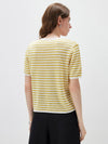 Women’s Linen Blend Striped Knit Pullover Short Sleeve T-Shirt