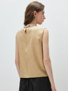 Women's Mock Neck Mulberry Silk Blend Vintage Sleeveless Vest