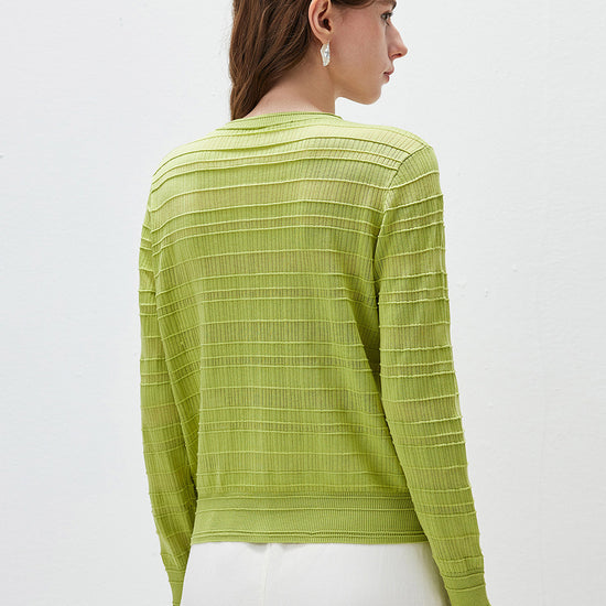 COMOBOCA Women's Textured Ribbed Knit Cardigan