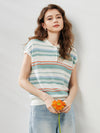 COMOBOCA Women's Striped Knit Polo T-Shirt