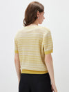 Women's  Round Neck Jacquard Linen Knit Short Sleeve Top