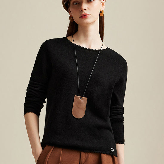 COMOBOCA Black 100% Cashmere Women's Knit Pullover Sweater