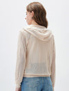 COMOBOCA Women's Sheer Mesh Hooded Zip Up Cardigan